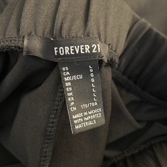 Forever 21 Black Elastic Waist Wide Leg Slit Pants with Front Tie Size Large - Picture 8 of 9